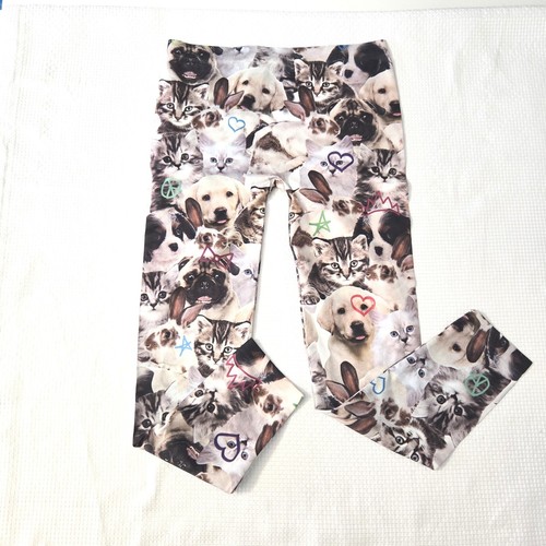 SO Girls Leggings Sz L 14/16 Pants Puppy Kitty Faces Bows Dog Cat Pets - Picture 2 of 8
