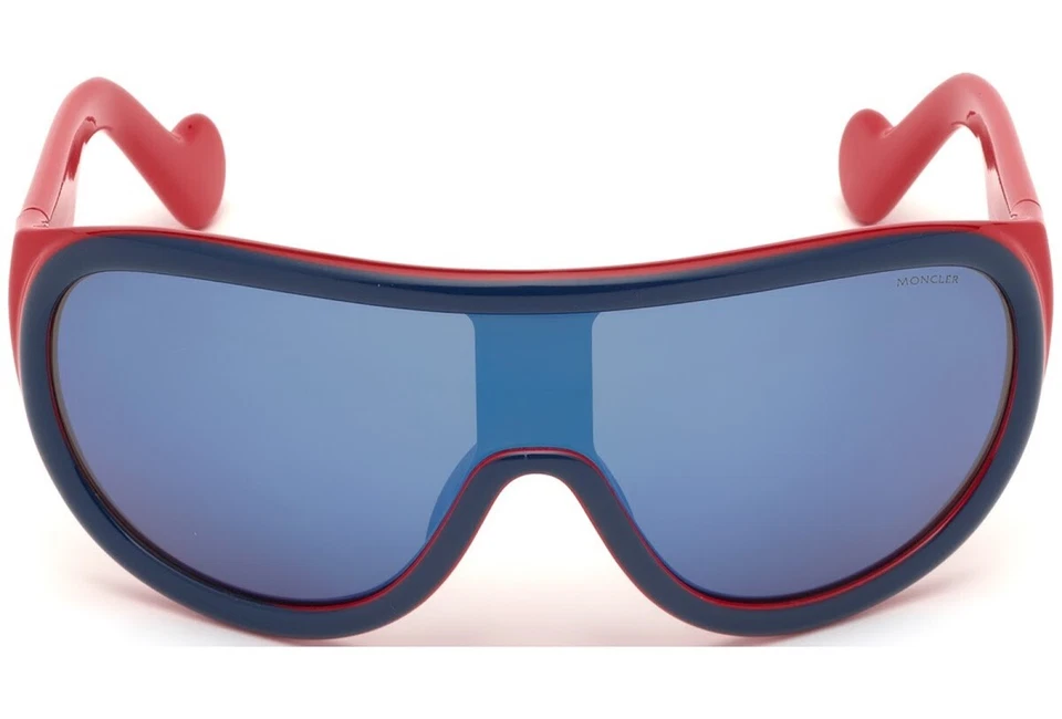 Moncler ML0106 92C Azul Lente Espejo Plástico Envolvente Protector Gafas de Sol Marco ML 0106
