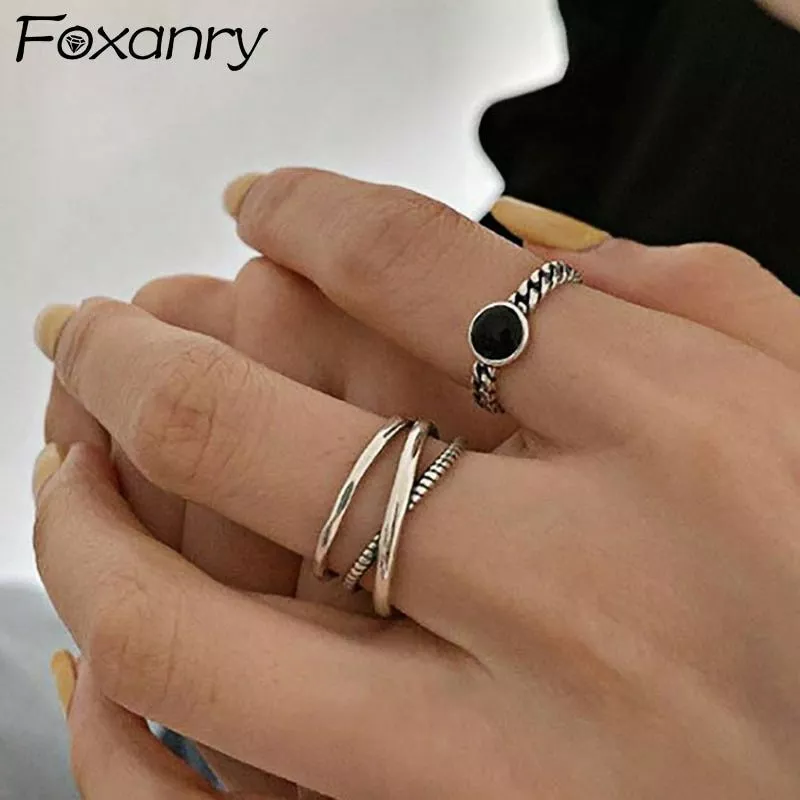 925 Sterling Silver Chain Rings for Women Fashion Vintage Handmade Jewelry Gifts