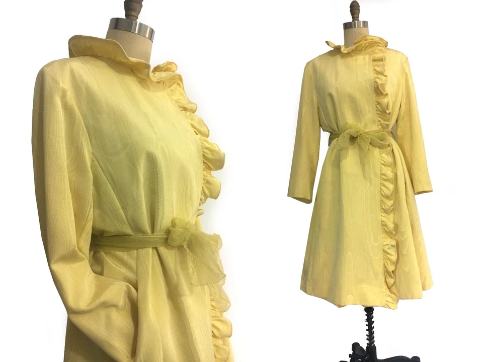 Abrigo de resorte impermeable Tom Fallon For Lord & Taylor Butter Yellow MOD años 60-L Foto 3 de 4