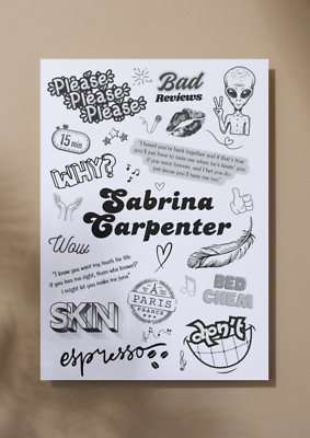 Sabrina Carpenter Lyric Album Song Doodle Sketch Poster - A5 | eBay UK