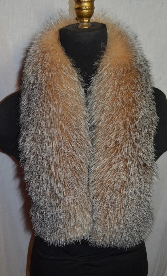 Bufanda de piel de zorro real cuello envoltura de cristal estola Fling nueva fabricada en los EE. UU. Foto 2 de 2