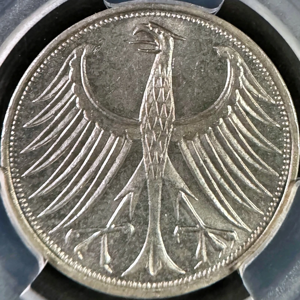 GERMANY. 1959, 5 Mark, Silver, J - PCGS MS63 - Federal Eagle, Hamburg - Image 3 of 4