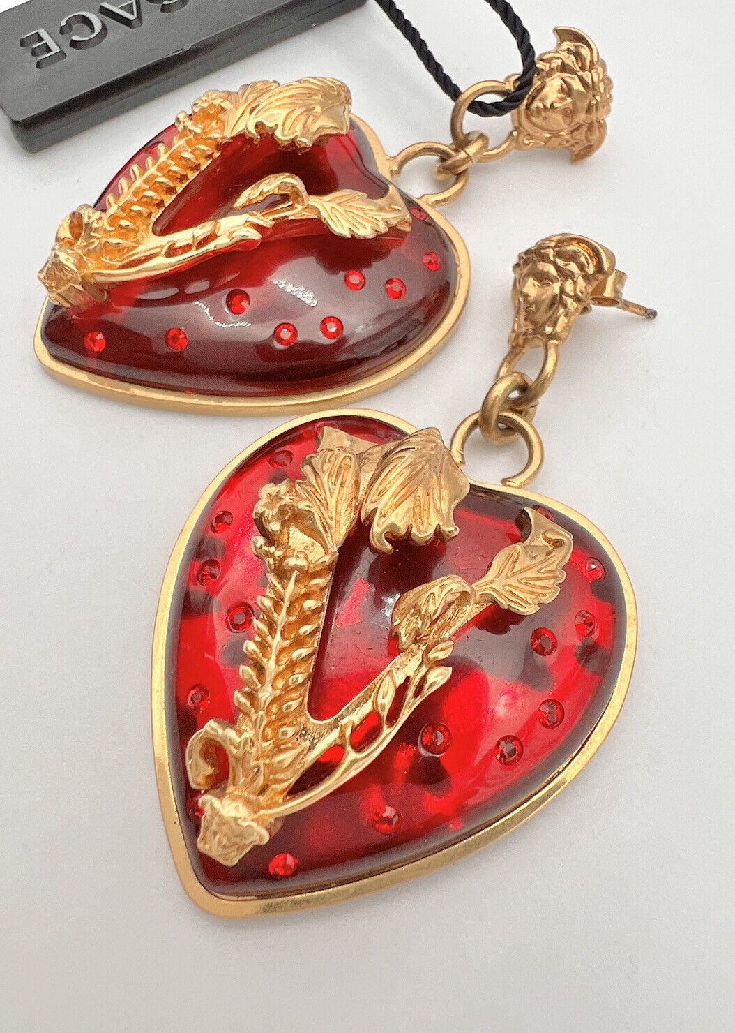 NEW Versace Medusa Head V Red Enamel Heart Runway… - image 6