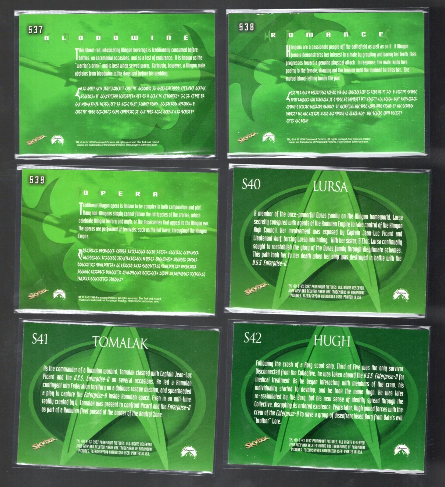 1999 STAR TREK THE NEXT GENERATION SEASON 7 EMBOSSED FOIL 6-CARD SET (S37-S42) - Picture 2 of 2