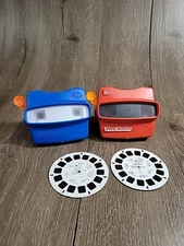 Lot of TWO (2) Vintage Plastic Viewmasters 3D View-Master Viewer and Slides