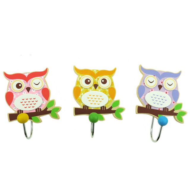 Holz Garderobenhaken Tiermotive - Marienkäfer/Igel/Ente Für Kinderzimmer, Bunt Gemischt