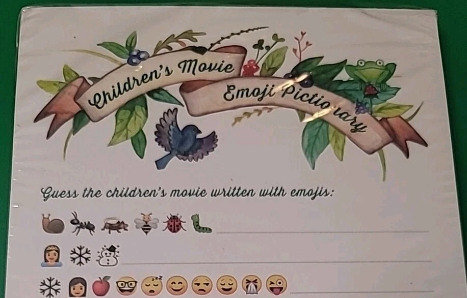 Tarjetas de juego de baby shower 50 animales del bosque película infantil emoji piccionario nuevo en paquete Foto 3 de 4
