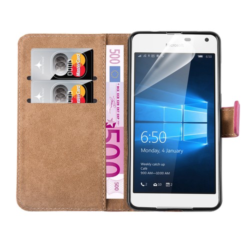 Lumia 650 Phone Case Leather Wallet Cover for Microsoft - Picture 51 of 73