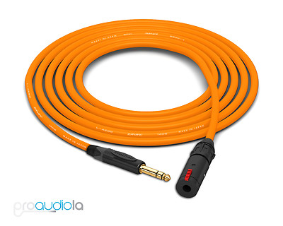 Canare Quad L-4E6S Headphone Extension Cable | Neutrik Gold TRS | Orange 12 Feet