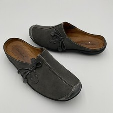 Natural Soul Naturalizer Leather Suede Slip On Tie Comfort Mules Shoes Gray 6.5