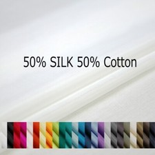 50 Silk 50 Cotton 9mm Lining Fabric solid colors 55" wide by the yard 1 meter
