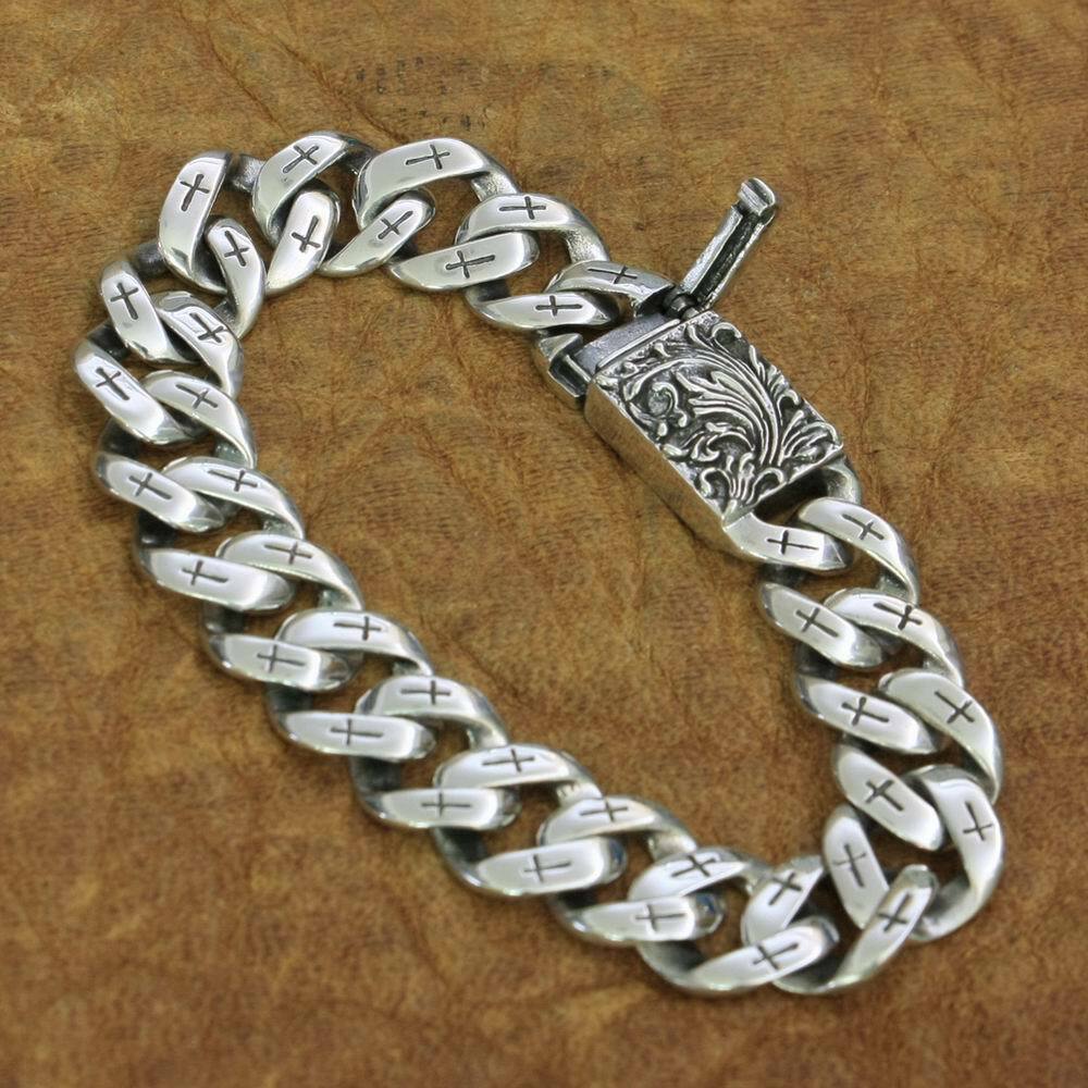 Magnetic Button 925 Sterling Silver Bracelet Cross Link