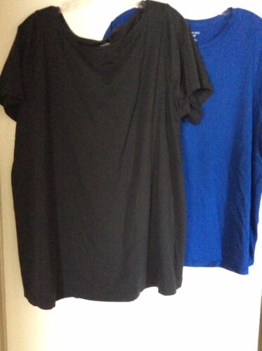 Lands End Woman’s T Shirts 2 Blue Black Plus Size 2X Excellent Condition - Foto 1 di 3