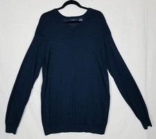 CLAIBORNE Mens Dark Blue Cotton  Rayon Long Sleeve V-Neck Sweater size 2XL