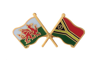 Vanuatu Flagge & Wales Flagge Freundschaft Höflichkeit Pin Anstecker