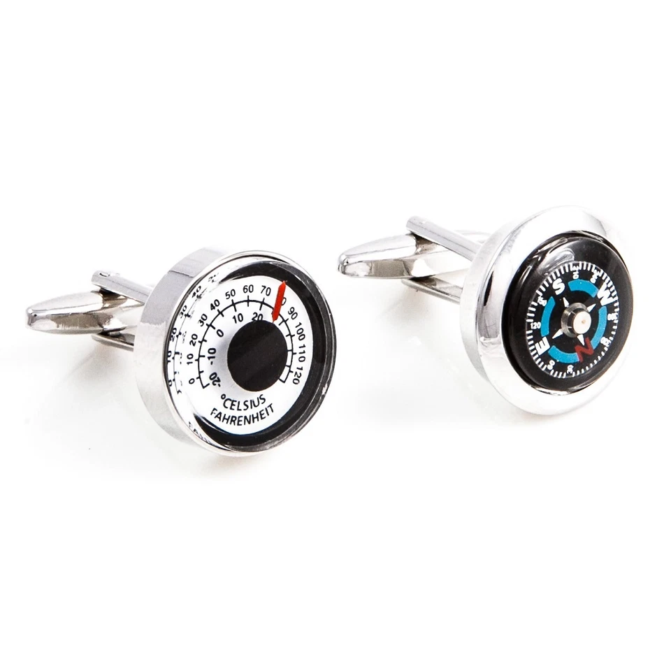 Compass & Thermometer Really Works Cufflinks Wedding Fancy Gift Box Free Ship - Image 4 of 4