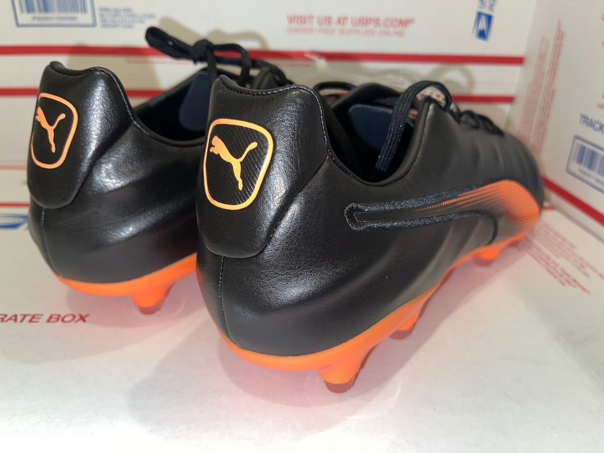Puma King Pro 21 FG Men Soccer Cleats Black & Orange Style 