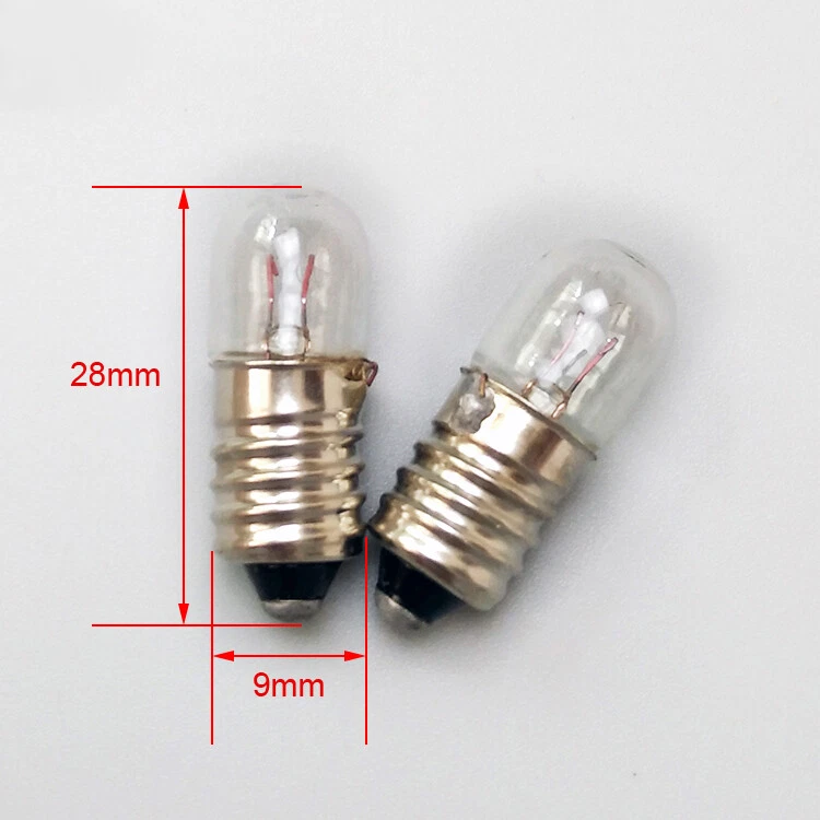E10 Instrument Signal Indicator 6.3~36V 0.1~5W Warning Screw Bulb Lamp 28mmx9mm - Image 2 of 4