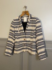 Amazing Numph Blazer Classic Striped Blue & Cream Fully Lined Stunning Uk 10
