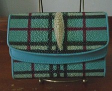 STINGRAY blue plaid tri-fold wallet