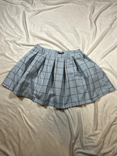 Hot Topic Mini Skirt Baby Blue Black Plaid Pleated School Girl Goth Punk Rave M