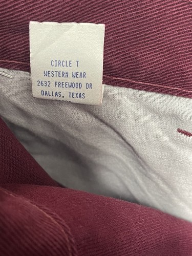 Vintage Circle T Roughrider Jeans Women 7/8 Western High Rise 36 Inseam Burgundy - Picture 8 of 11