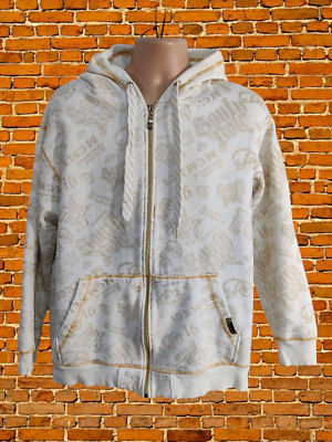 SOUTH POLE Y2K ELFENBEIN SWEATSHIRT HOODIE LARGE GOLD ZIP JACKE PULLOVER RAPPER