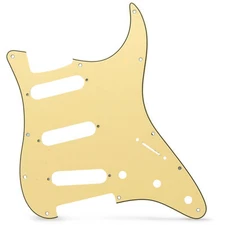 AxLabs Hardware Strat-style 11-Hole Blank Pickguard - Cream Yellow