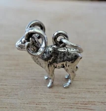3D 15x16mm Big Horn Sheep Ram Sterling Silver Charm