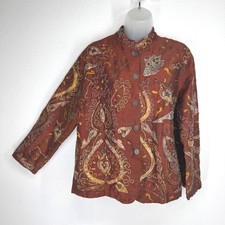 Vintage Silk Embroidered Beaded Jacket Paisley Mandarin Collar Medium Lagenlook