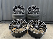 18” AUDI A3 VW GOLF CADDY LEON BLACK RS6F DESIGN + TYRES ALLOY WHEELS / SET OF 4