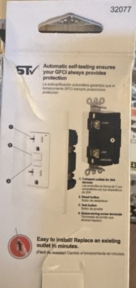 Receptáculo de falha no solo GE 20 ampères sem placa de parede, branco 32077-UltraPro - Imagem 2 de 2