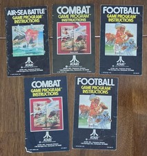 Vintage Atari Lot Of 5 Black Label Video Game Instruction Manuals Good Condition