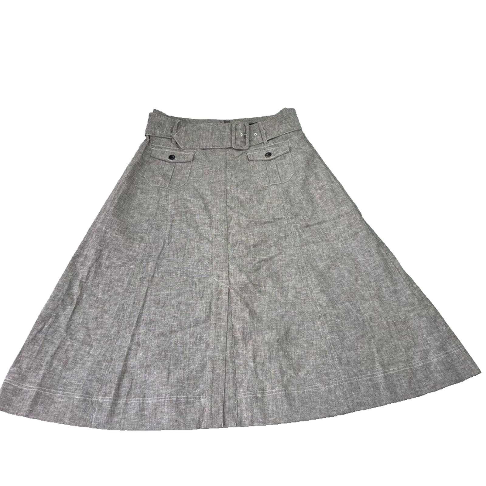 7th Avenue Design Studio Skirt 12 Linen Blend Belted A-line Lined Pockets