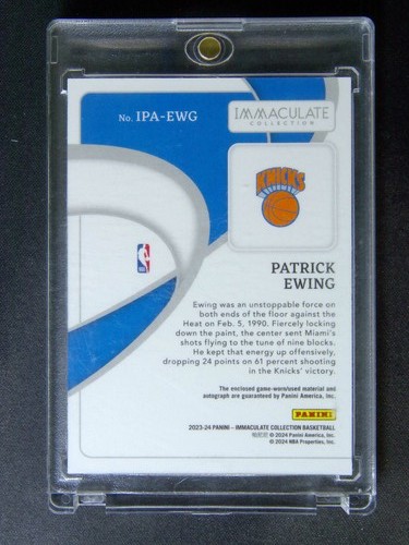 2023-24 Immaculate Collection Patrick Ewing Auto Patch Purple /8 - Picture 2 of 2