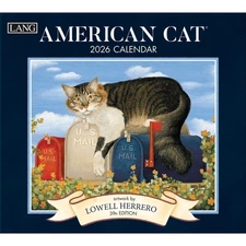 Lang American Cat 2026 Wall Calendar by Lowell Herrero, 13.4'' X 12''