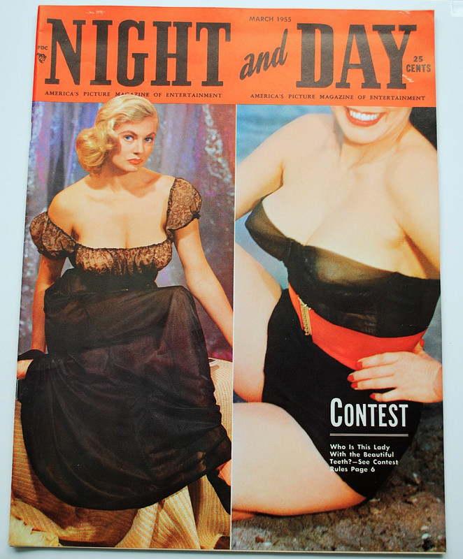 NIGHT AND DAY MAGAZINE MARCH. 1955. ANITA EKBERG, JANE RUSSELL, LYNN LAMPERT