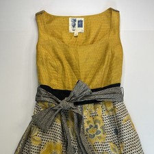 Anthropologie Edme & Esyllte Golden Yellow Floral Bloom Tie Waist Boho Dress 4