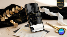 Wedding Invitation-Template Canva Editable Invitation Countdown RSVP Black Gold