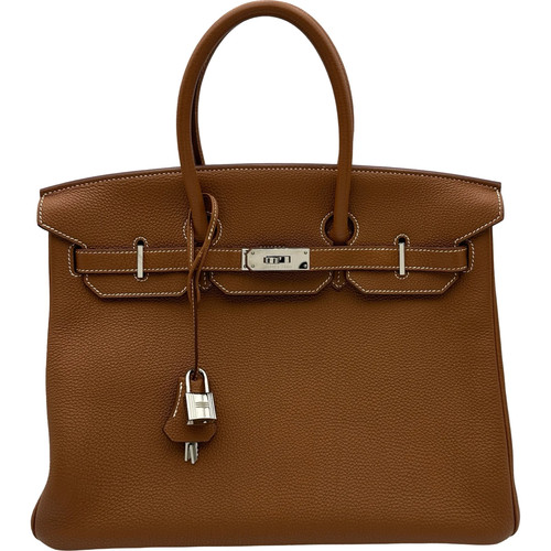 HERMES Birkin 35 Gold Handbag M Stamp #OKB4599