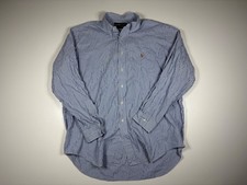 Ralph Lauren Dress Shirt Men 17 35 Blue White Stripe Oxford Classic