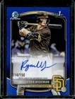 2025 Bowman Draft Ryan Wideman Chrome Auto Blue Refractor 1st #/150 Padres