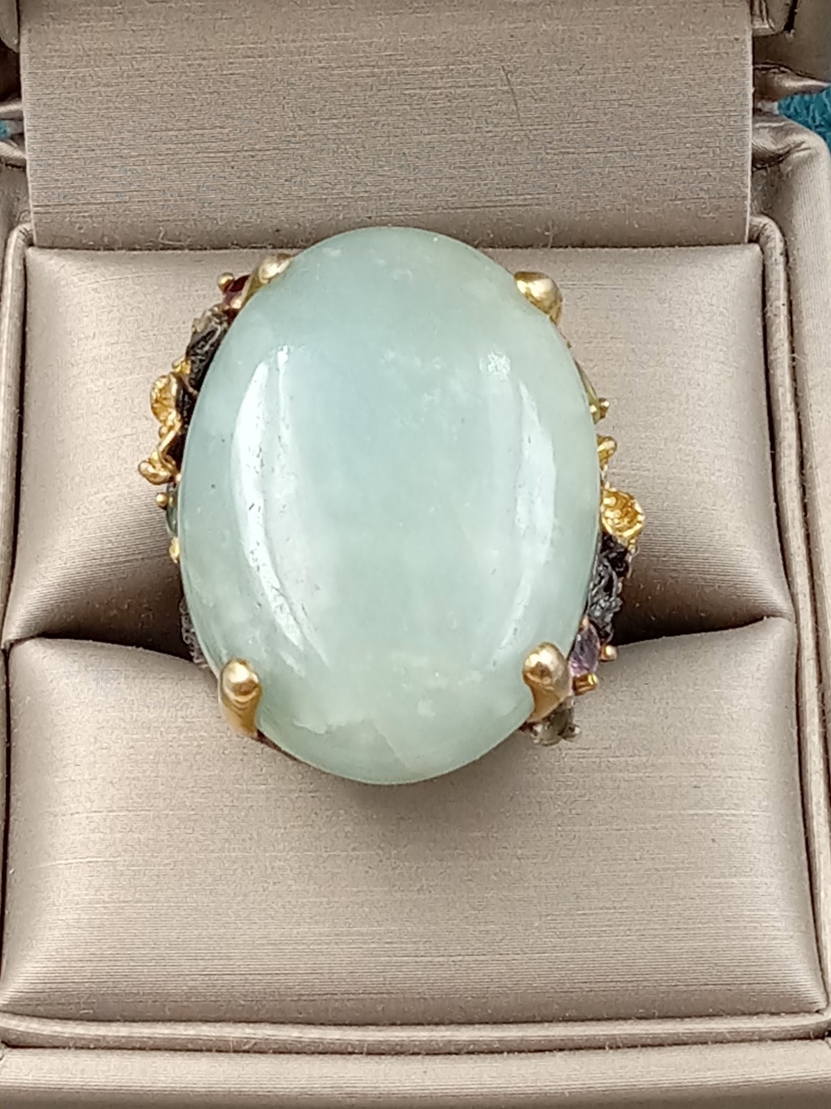 STATEMENT Blackened Sterling Silver Ring Gold Was… - image 1