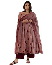 Women Printed Anarkali Kurta and Pant Set with Dupatta