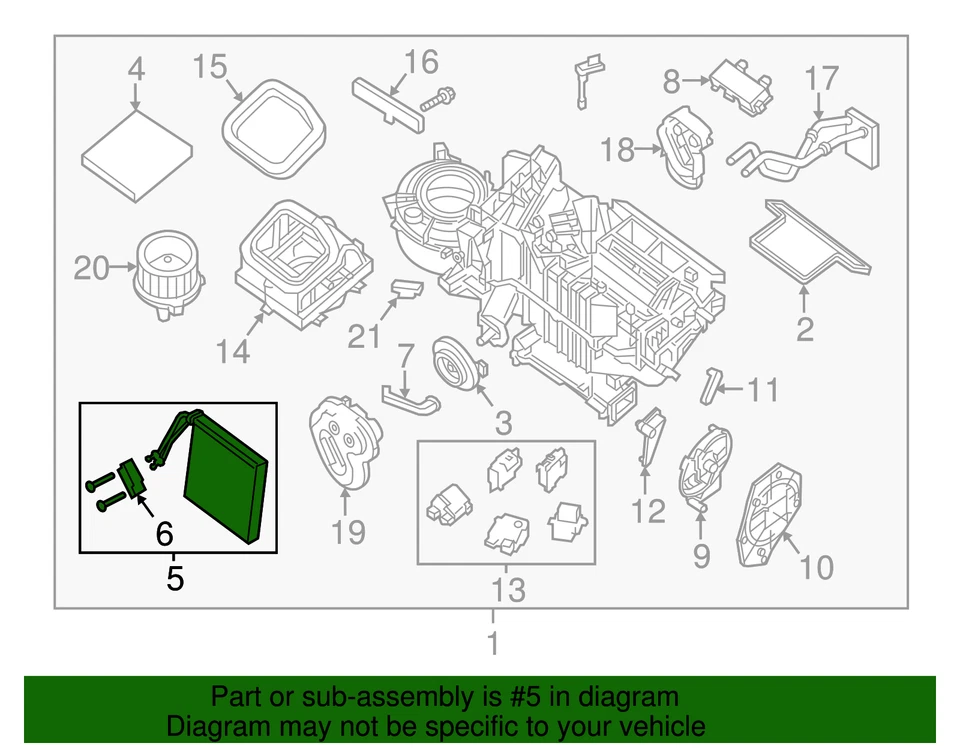 Conjunto de evaporador Nissan genuíno 27280-ZS01A - Imagem 2 de 2