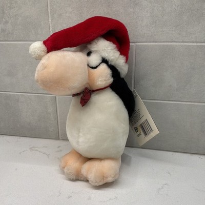 Vtg Plush Penguin Bloom County OPUS Dakin Christmas Santa Plaid Bowtie Tags