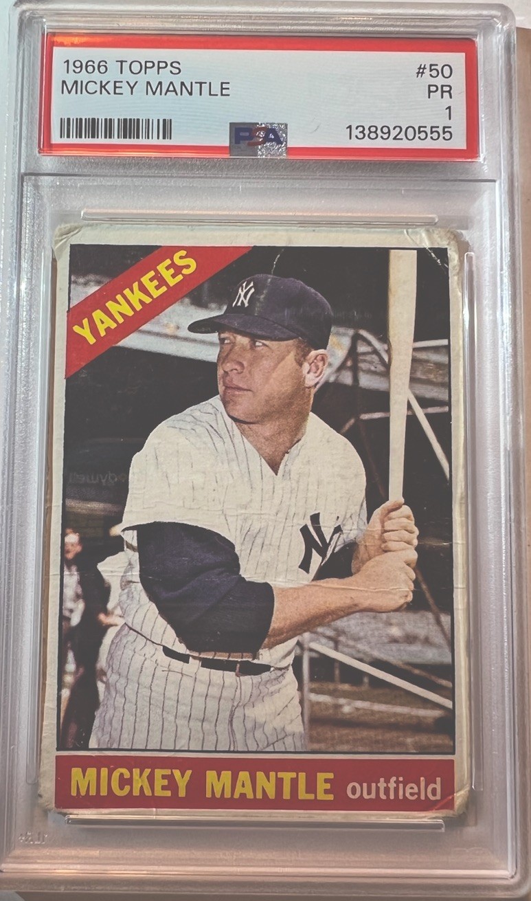 Topps 1966 Mickey Mantle #50 New York Yankees PSA 1 Graded Base Card view 2