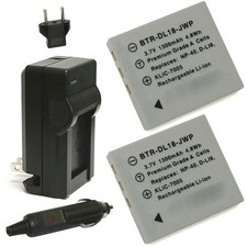 Replacement for Pentax D-L195 Battery 2-Pack, 1300mAh and Charger