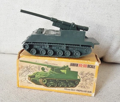 AIRFIX 155mm SELF-PROPELLED GUN H0-00 SCALE JOUET EN PLASTIQUE 1960 - Photo 1/4